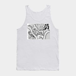 Abstract black and white Coloring page inspired by zentangle 2 Tank Top